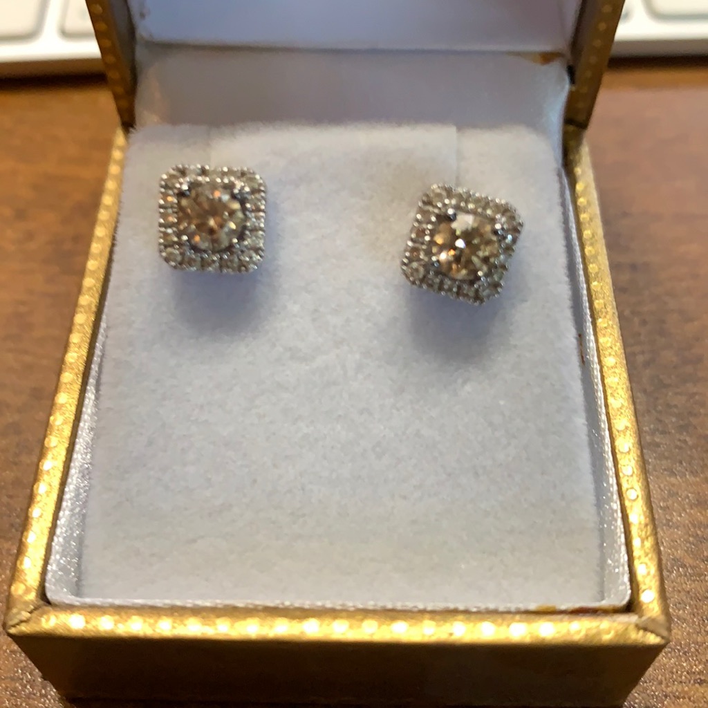 Diamond Earrings Chocolate Center Diamond